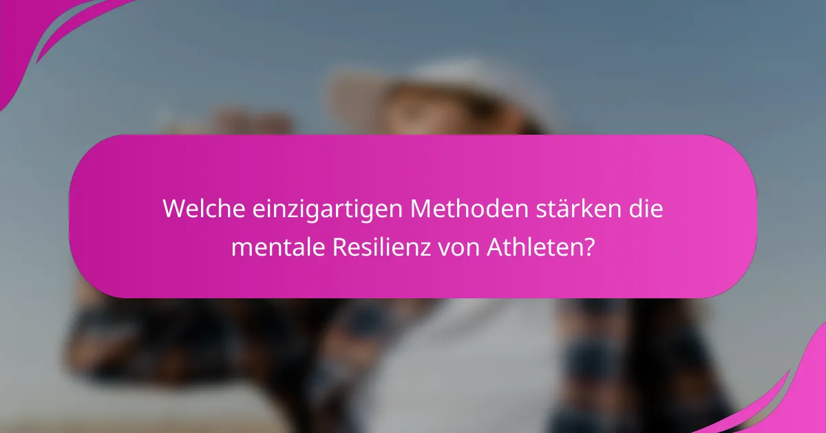 Welche einzigartigen Methoden stärken die mentale Resilienz von Athleten?